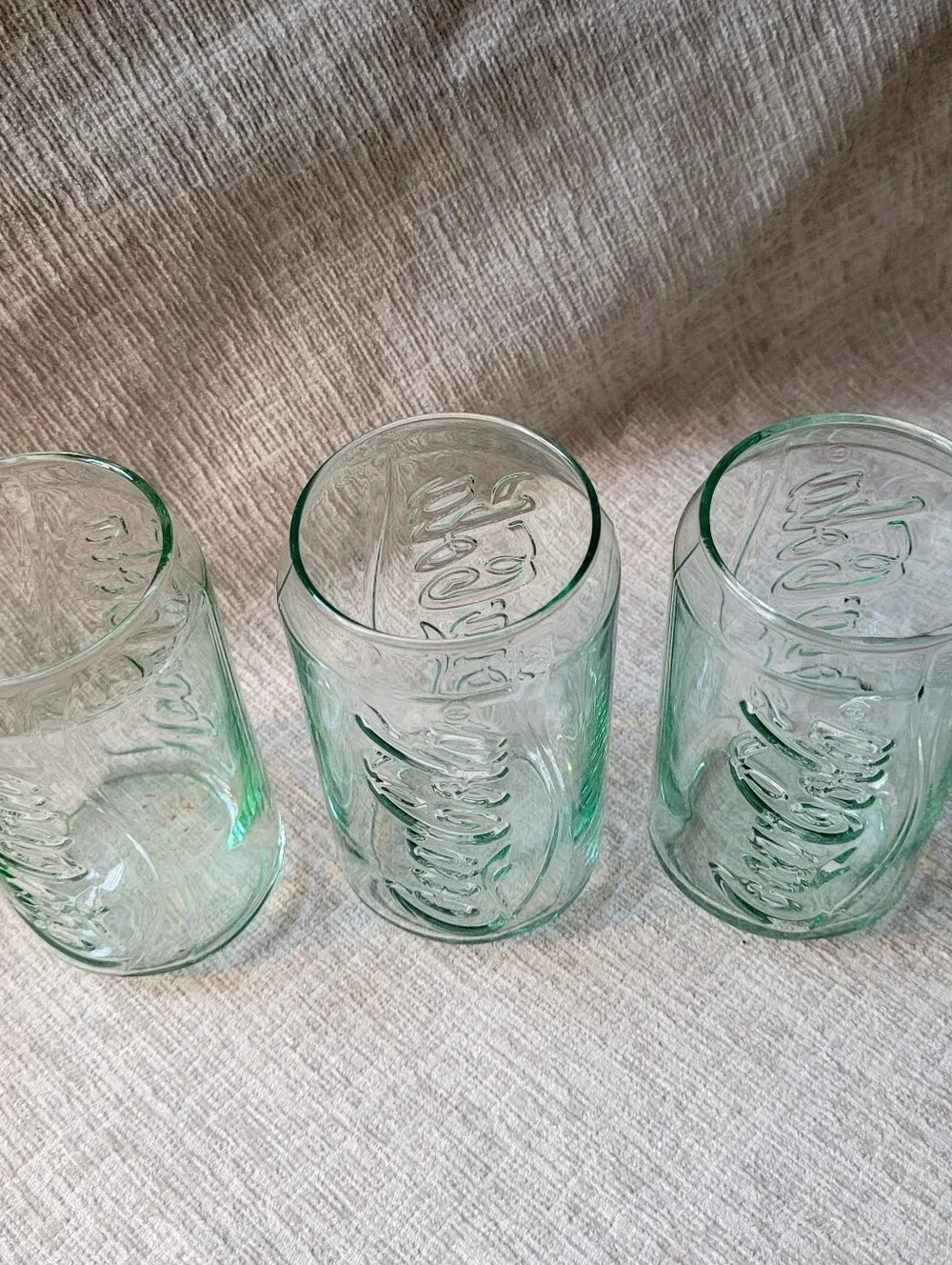 Coca-Cola Embossed Glass Tumbler in Aqua Green